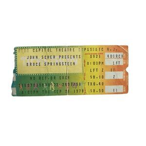 Ultra Rare Bruce Springsteen‎ Capitol Theatre Passaic NJ Sep 21 1978 Ticket Stub